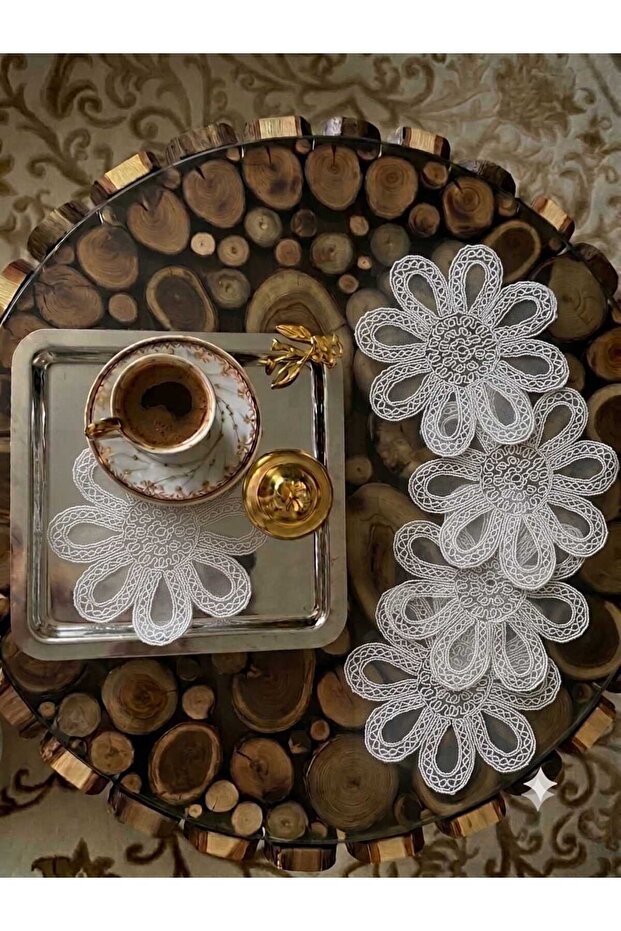 Wosso Model 6 Pieces Tulle Lace Cocktail Napkin Coaster Presentation Napkin