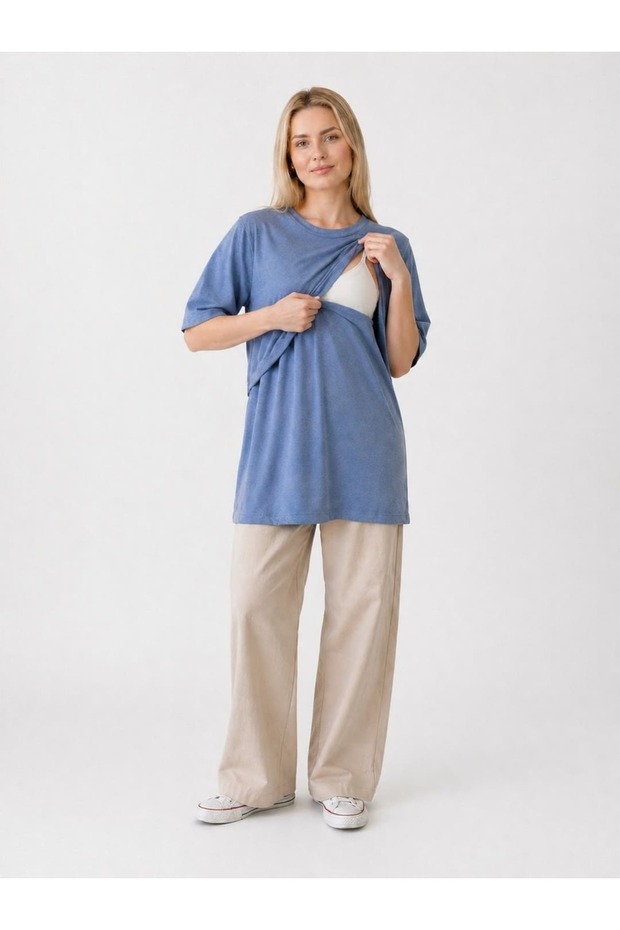 Mersha Cotton T-Shirt with Nursing Feature - Maternity Mother Blouse Summer Wear