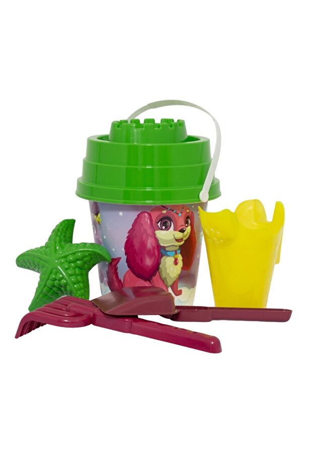 Patterned Round Castle Bucket and Accessories - Cute Dog Pattern (Lisinya)
