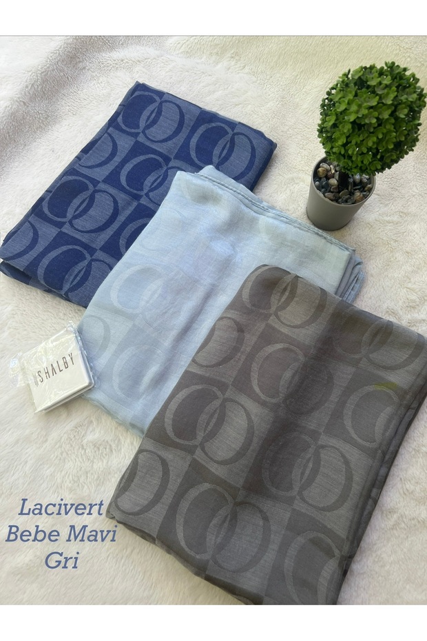 Hijab Cotton Soft Textured New Big Loop Pattern Jacquard Shawl Set of 3 and Makeup Mirror