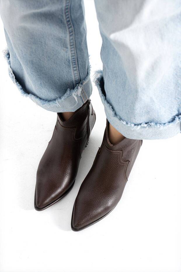 Fa, Western Style, Side Zipper, Genuine Leather Boots.