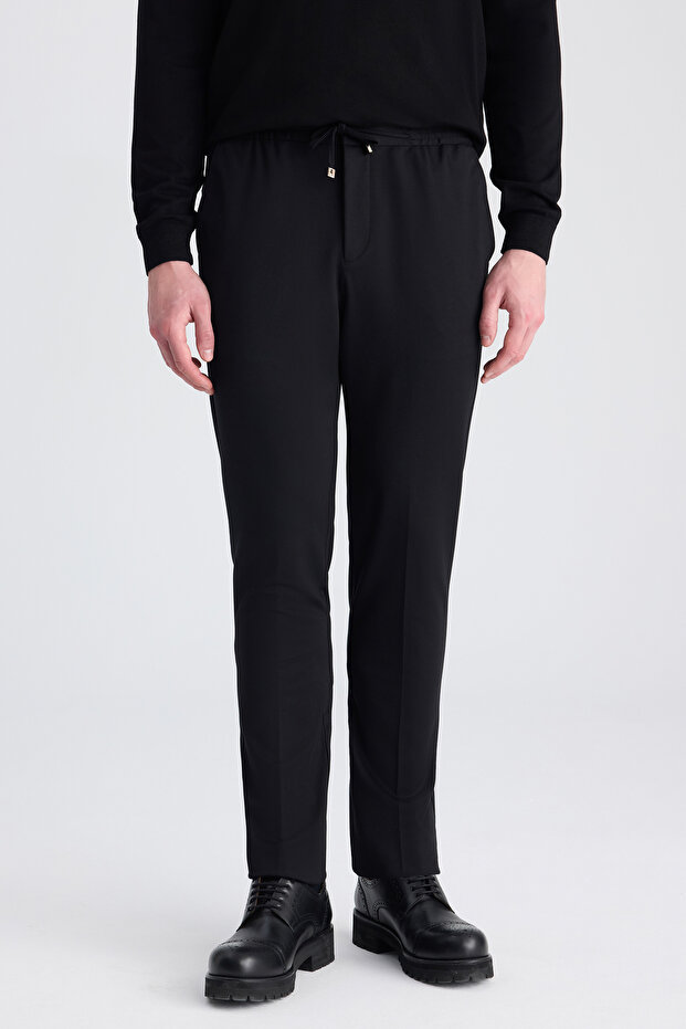 Ds Damat Relaxed Fit (No Pile) Black Dobby Jogger Pants