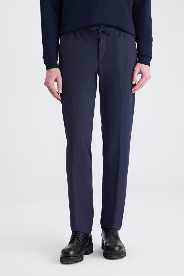 Ds Damat Relaxed Fit (Pile-Free) Navy Blue Dobby Jogger Pants