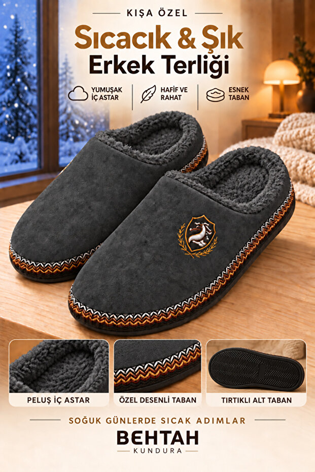 Unisex Indoor House Slippers with Plush Warm Inner Lining, Comfortable Winter Slippers, Large Size