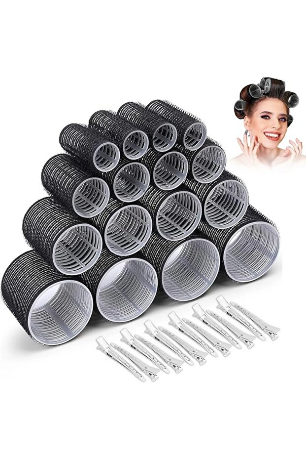 28-Piece Hair Rollers Set – 16 Self-Grip Rollers (4 Jumbo, 4 Large, 4 Medium, 4 Small) & 1