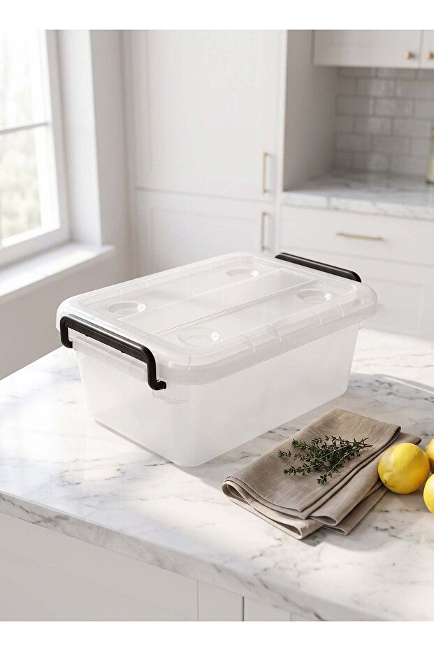 15L Clear Plastic Storage Box with Airtight Lid and Handles Fridge and Kitchen Organizer for Fruit