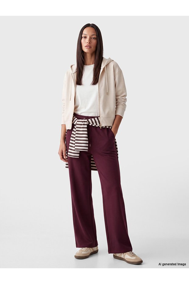 Vizyon New Season Plum Elastic Waist Soft Touch Women's Sweatpants