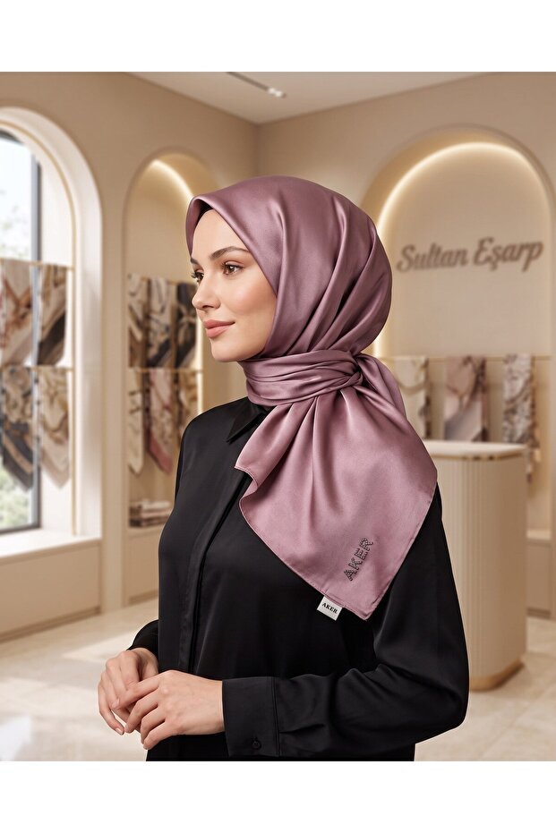 Crystal Scarf - Solid Color - with Stone Embroidery Logo - 991 - Dusty Rose