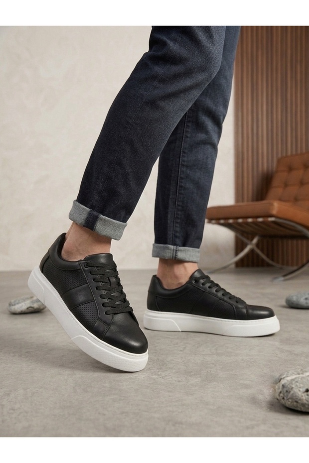 Black Light White Sole Lace-Up Casual Men's Sports Shoes Tge230397