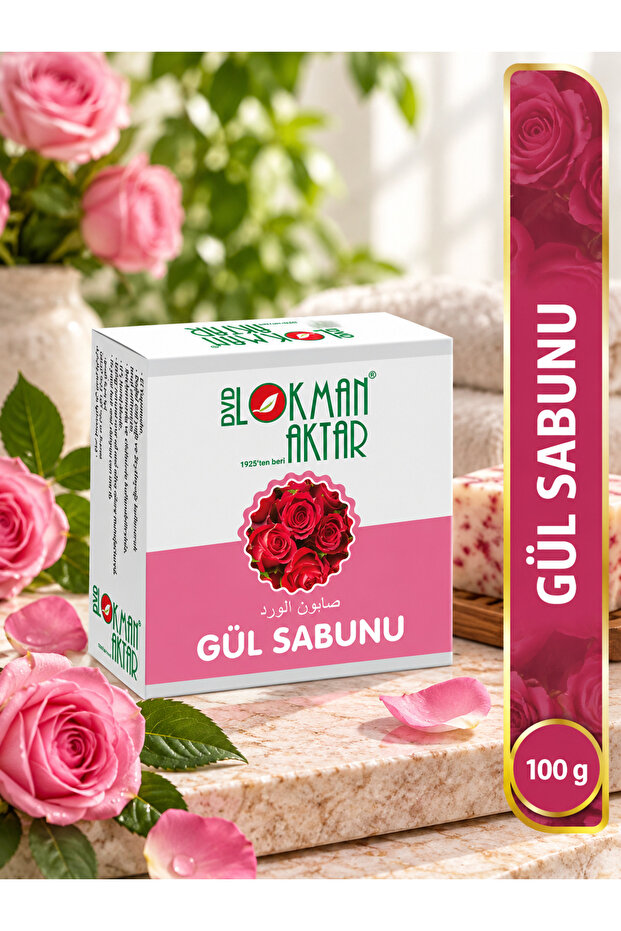 Lokman Aktar Rose Soap 100 g – Solid Soap with Rose Extract – Face, Hand and Body Cleansing – Traditional Herbal Care Soap Seo Compliant Product