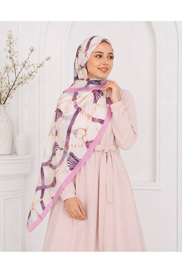 Women's Chain Patterned Shawl Hijab Daily Stylish Patterned Comfortable Use