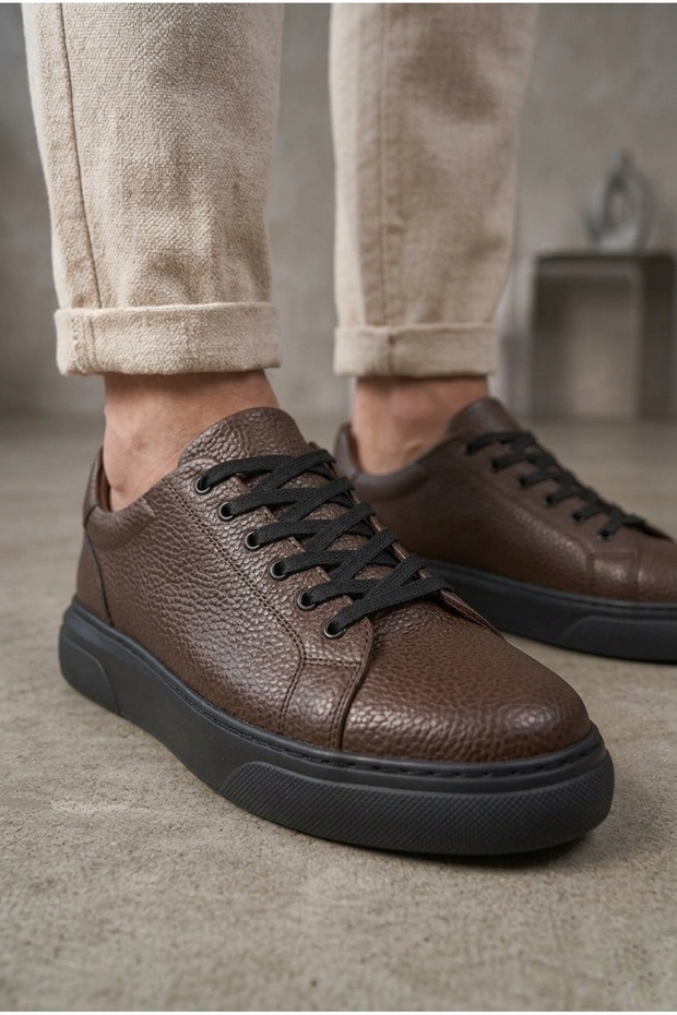 Brown Light Black Sole Lace-Up Style Men's Sports Shoes Tgz230160