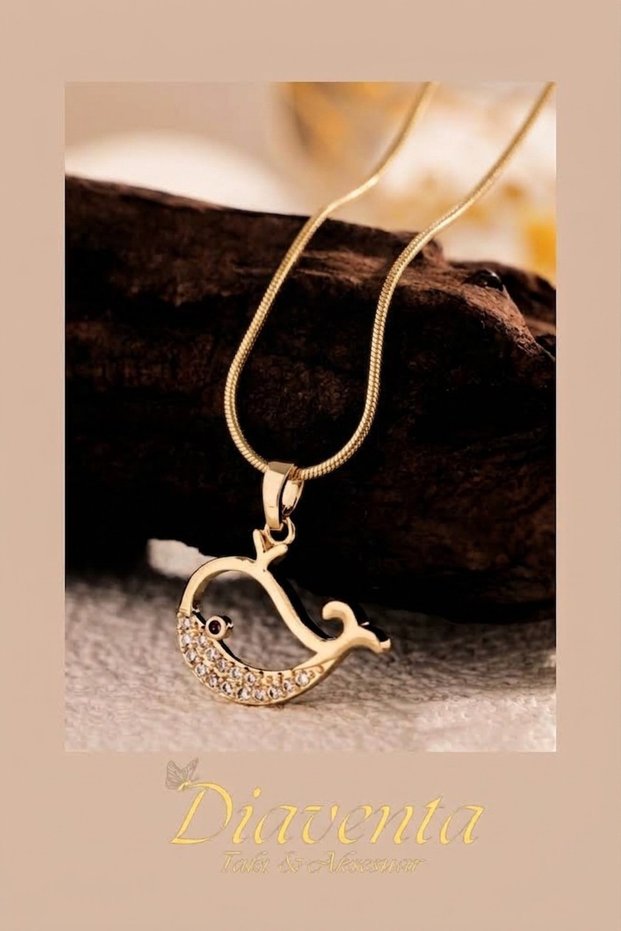 Diaventa 316L Steel Lucky Whale Model Gift Steel Necklace (Tarnish Resistant, Water Resistant)42+5