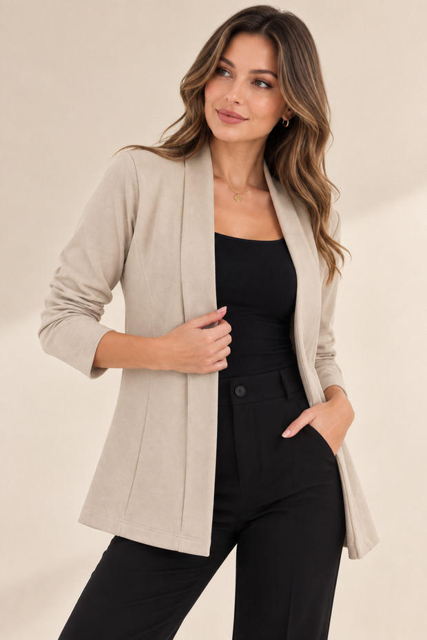 Women's Shawl Collar Buttonless Blazer Jacket