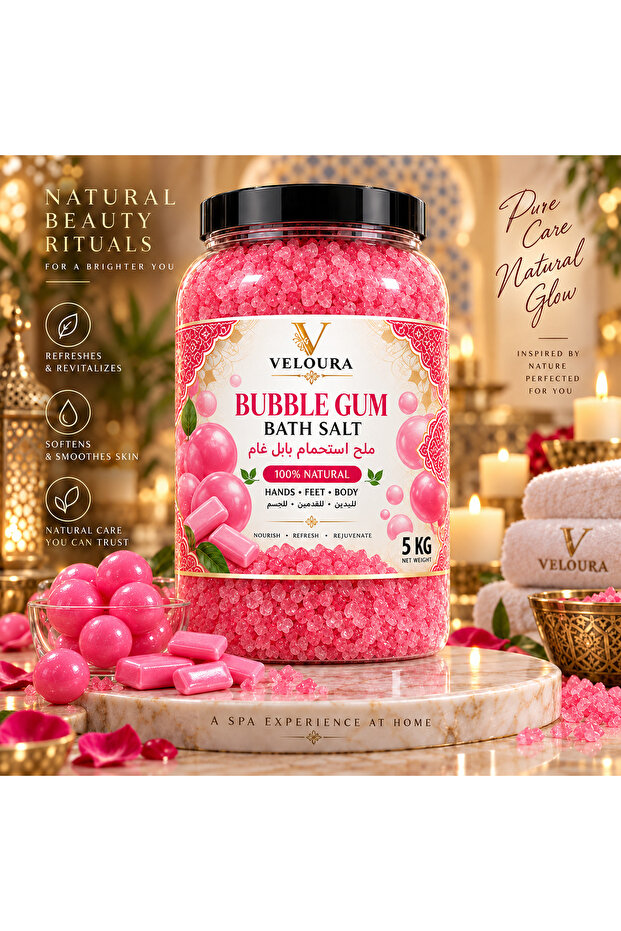 BUBBLE GUM SPA SALT 5KG – SWEET & REFRESHING BATH SALT FOR BODY & FOOT SOAK