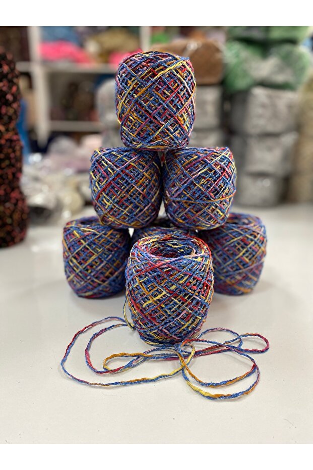 Hand Knitting Yarn Blue Melange Velvet Multi-Coloured Gradient Visual Net 700 Gr