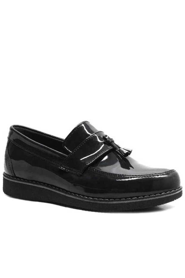 Ortropedikal Rakerplus 3050-Sr Black Patent Leather Tasseled Loafer Children's School Shoes