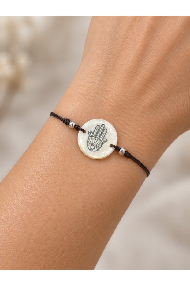 Brown String Bracelet with Hand Figurine – Stylish and Elegant Accessory