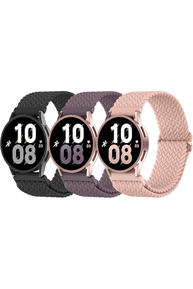 Braided Sport Strap, 3 PCS 20mm Elastic Nylon Band, Adjustable Sweat-Resistant Quick-Dry Wr