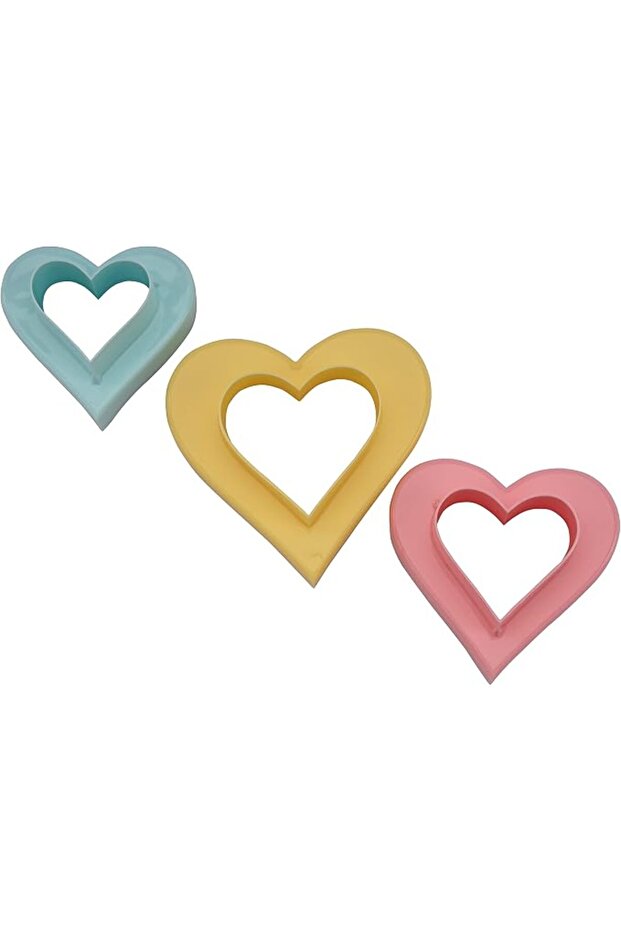 Double Side Cookie Cutter, 3pcs PP Polymer Cutter, RF10968 | Heart Shape Cookie Cutter | Baking Tool
