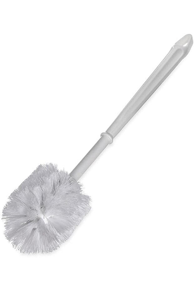 Toilet Brush, 175 GMS, White, Plastic & Rubber, Nylon Bristles, Non-Slip Handle