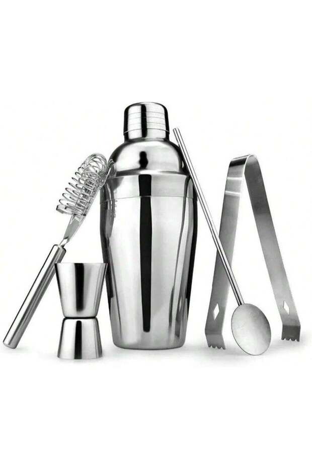 Stainless Steel Cocktail Shaker Set 550ml, Home Bar Drink Mixing Kit, Silver