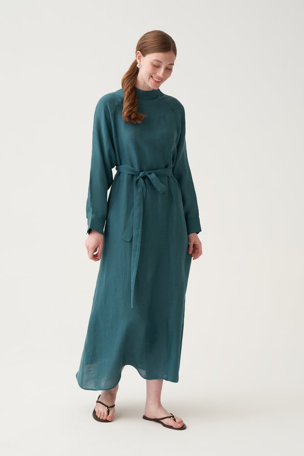 Reglan Waist-Tied Linen Dress