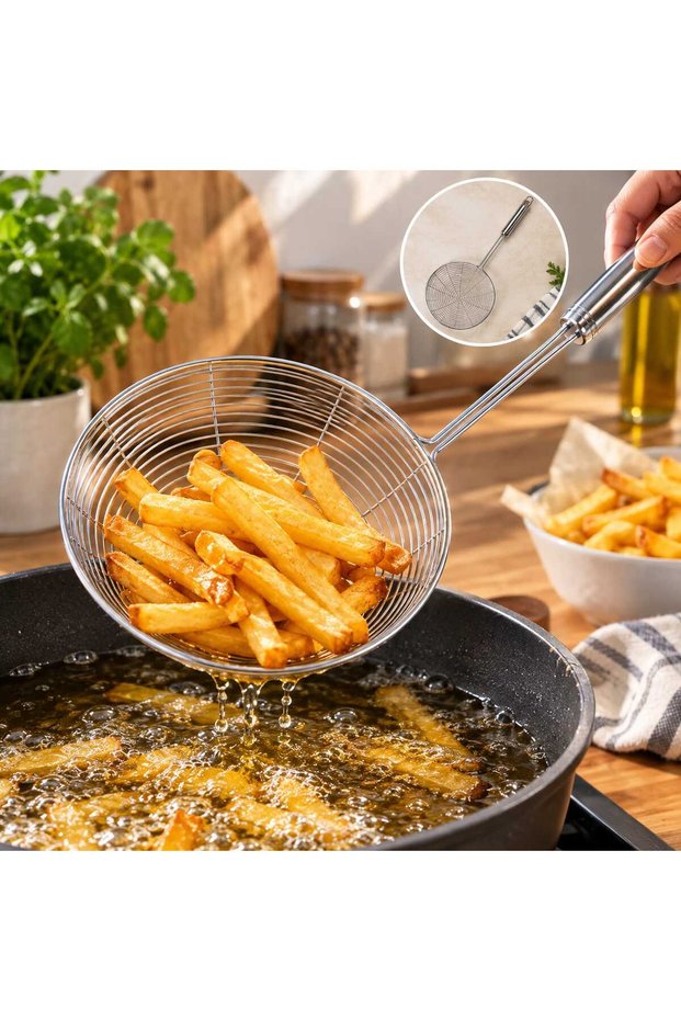 Large Size Stainless Steel French Fry Colander Oil Strainer 18 cm