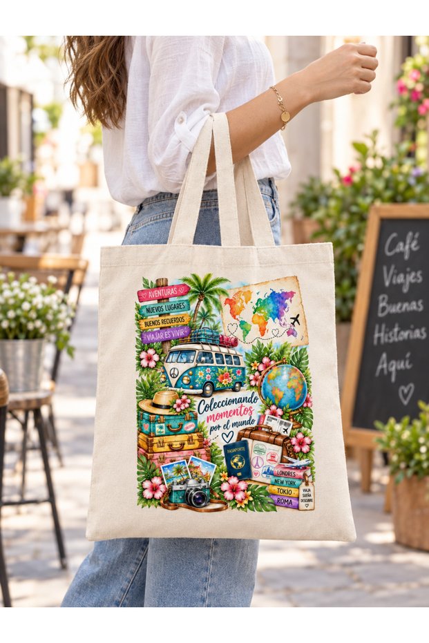 Special Gift Bag for Travel Enthusiasts, Raw Cloth Bag, Sublimation Printing, Shoulder Bag, Shopping Bag