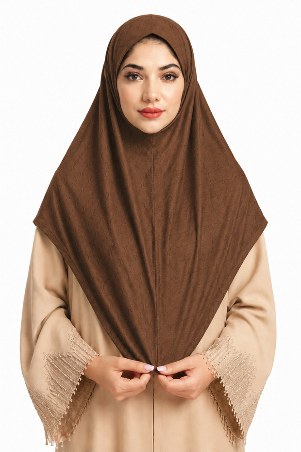 Linda One Piece Hijab for Women –Printed Mesh Fabric Islamic Hijab, Modest Muslim Headscarf, Size M