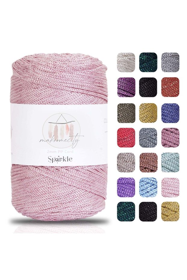 Premium Glittery 200 Gr Polyester Macrame Rope Pink 230 m Polyester Macrame Rope Supla Rope and Bag Thread