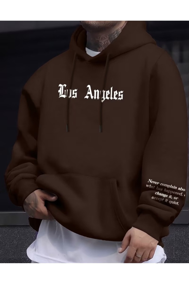 Los Angeles Printed Oversize Sweatshirt with Sleeve Detail