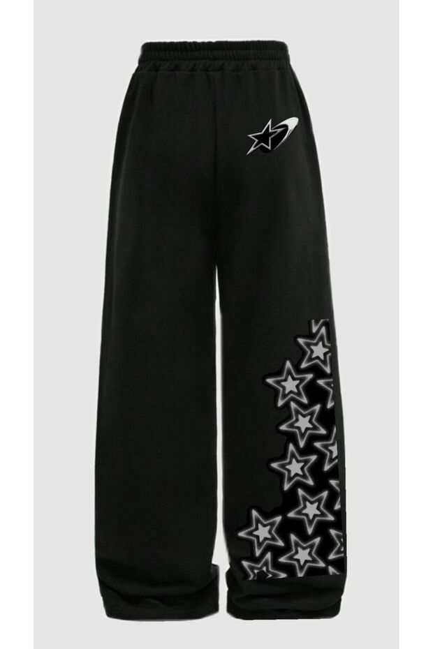 Unisex Urban Street 3 Threaded Wide Leg Printed Bottoms