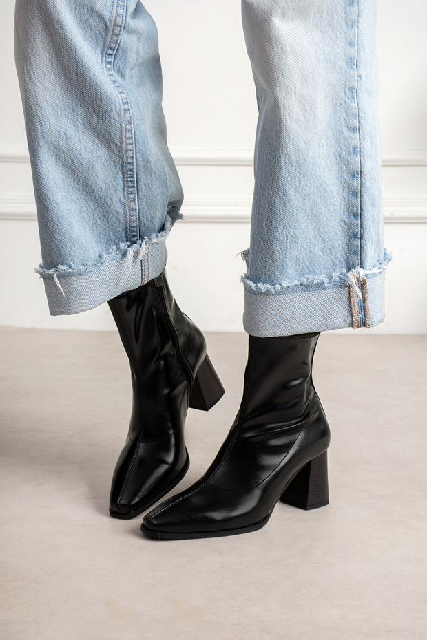 Dai̇se Square-Toe Thick-Heeled Luxury Women's Stretch Boots