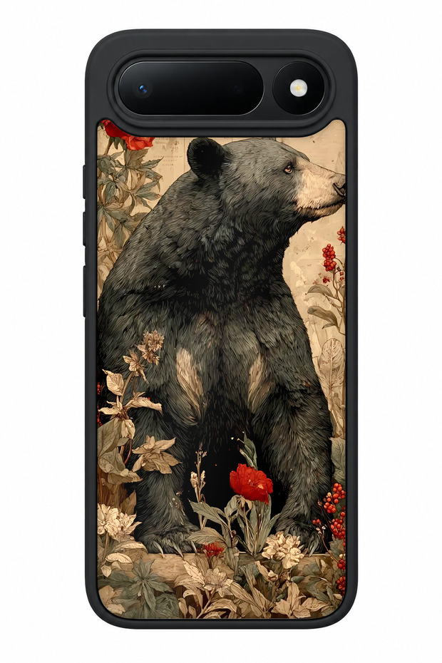 Spark 50 5g Compatible Black Bear Patterned Shockproof Case with Camera Protection