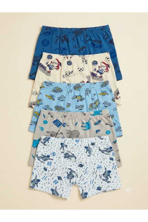 Boys' Lycra Mixed Patterned Cotton Boxer Briefs 5-Pack
