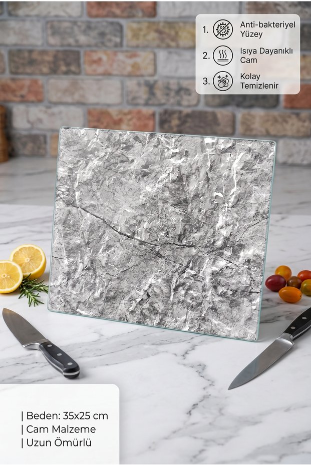 High Quality Countertop Glass Cutting Board Coffee Themed Bacteria and Odor Resistant 25X35 cm Size