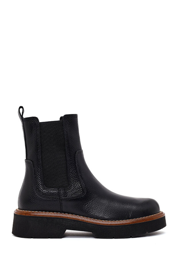 Women's Black Thick-Soled Leather Chelsea Boots Wf190052Df