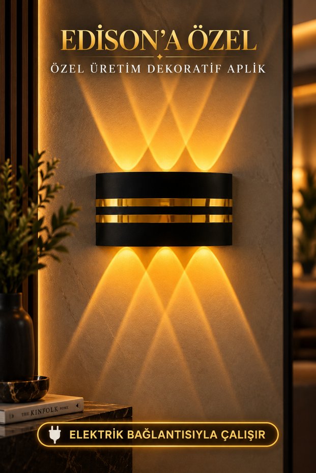 Gold Striped Electric Led Sconce Amber Light Bidirectional Modern Decorative Wall Lamp Indoor Outdoor Hallway Balcony Terrace Villa Wall Lighting Water Dust Resistant Garden Entrance Facade Lighting