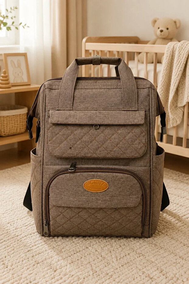 Multi-Compartment Zippered Baby Care Bag Backpack Model