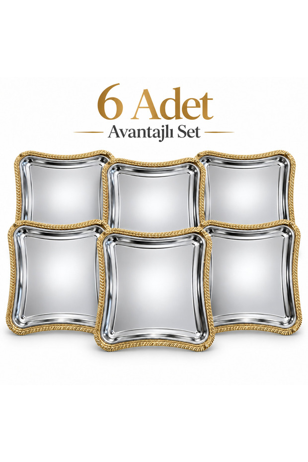 Premium Italian Square Stainless Steel Presentation Tray with Spike Frame 23X23 cm