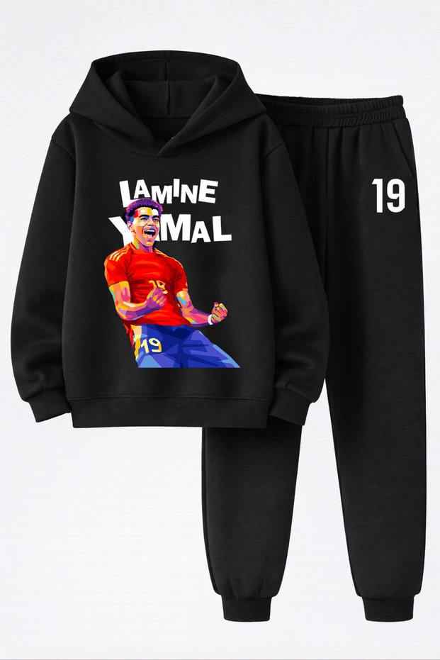 Lamine Yamal Printed 3-Yarn Quality Sweatshirt and Trackpants Children's Top-Bottom Set