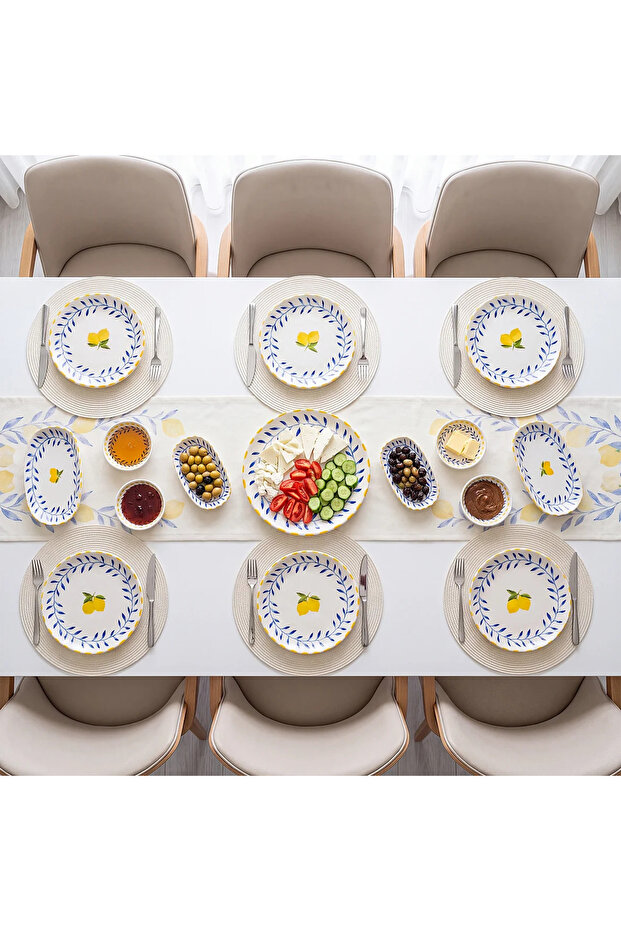 Limon 15 Piece Porcelain Breakfast Set for 6 People
