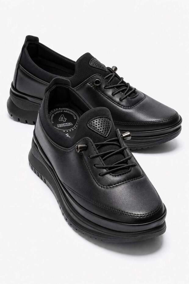 Stretch Elastic Atom Poly Women's Casual Shoes Black Skin