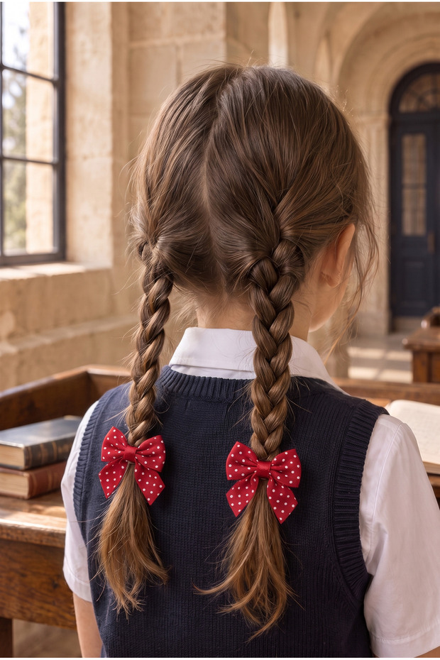 Girl's Polka Dot 2-Piece Bow Buckle Red
