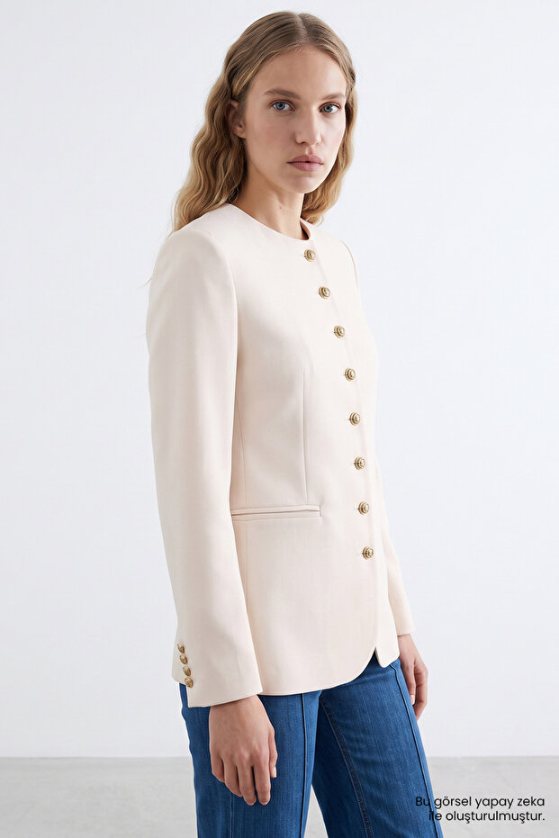 Cufflinked Padded Regular Jacket with Fleece Pockets