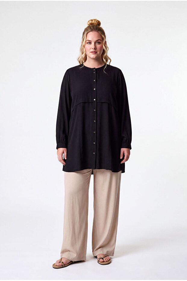 Aller detailed plus size tunic