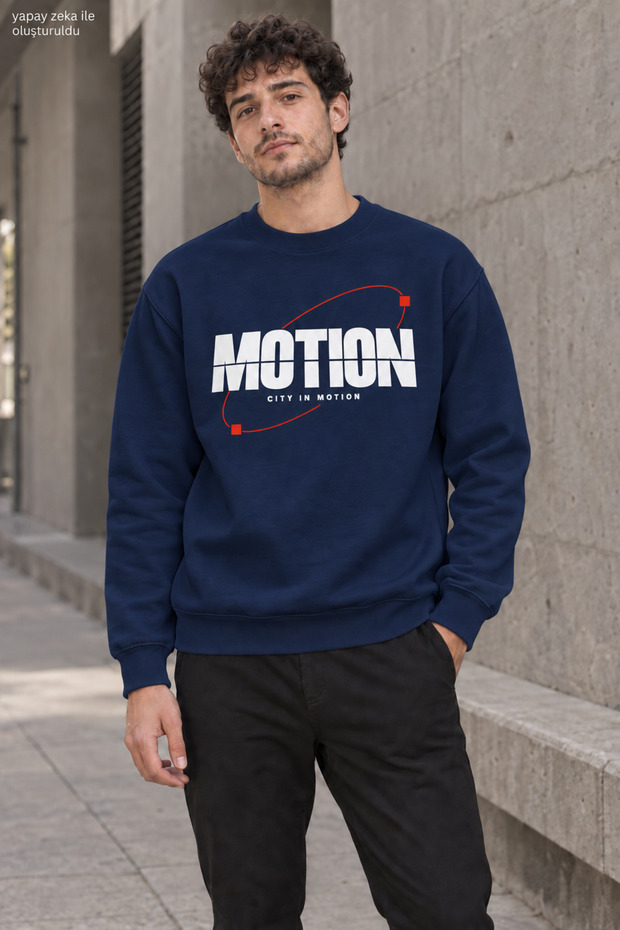Men's Motion City in Motion Written Crew Neck Casual Regular Fit Sweatshirt