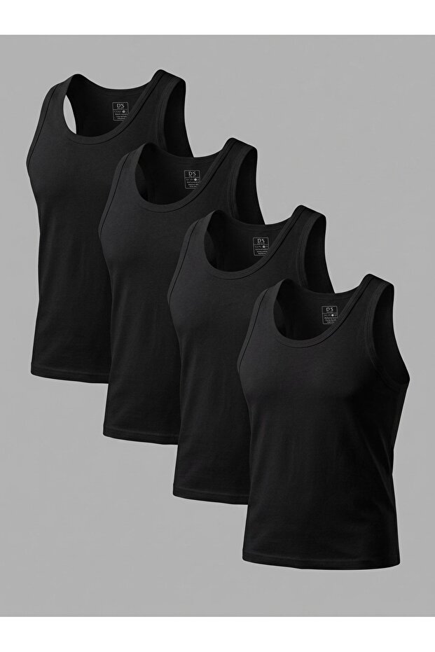 Soft Cotton 4-Pack Undershirt Black