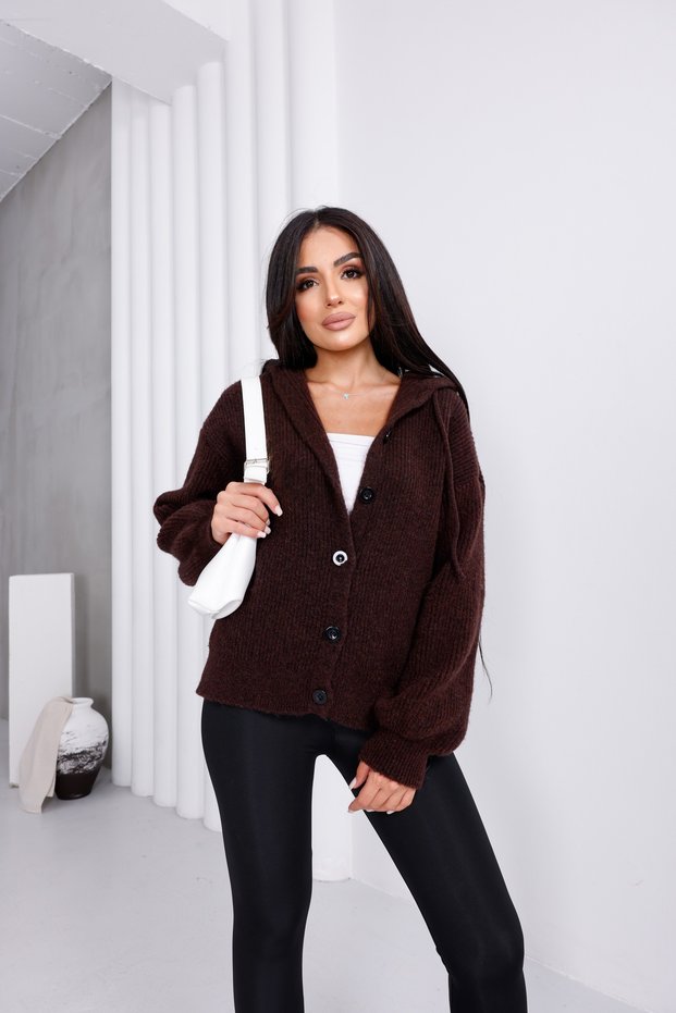 Hooded Buttoned Cardigan